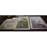 Marjorie Neden, two signed group of three floral studies, assorted sizes (3)