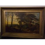 19th century English School, oil on canvas, Figures in a country landscape, 28 x 45ins
