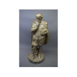 Silver painted spelter model of William Shakespeare, 17ins tall