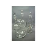 Mixed Lot: four early to mid-20th century clear glass decanters to include a Dartington glass