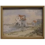 George W Miller, signed watercolour, "Tide Mill, Woodbridge", 2 x 3ins