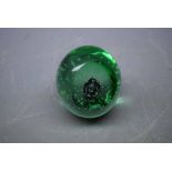 Green glass dump paperweight, 4ins tall