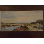 Ronald Crampton, signed watercolour, The Marsh Creek at Stiffkey, 6 x 13ins