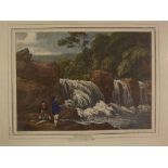 Set of four hand coloured reproduction engravings, Fishing, 5 x 7ins (4)