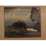 Leo Frank, signed in pencil to margin, coloured wood block, Landscape, 10 x 12ins