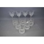 Set of six cut glass tumblers together with a further set of four wine glasses, 8ins tall (10)