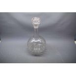 20th century over-sized bulbous clear glass decanter, 13ins tall