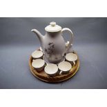 Royal Doulton frost pine tea set comprising tea pot, six cups and saucers, cream and milk jugs