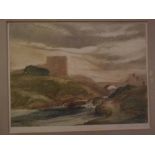 John Whitcombe, signed and dated 1917 in pencil to margin, print, River landscape with bridge, 9 1/2