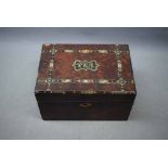 19th century maple wood tea caddy with marquetry inlay to top, lined interior, 7ins wide x 4ins tall