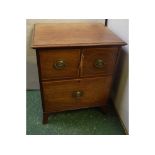 Georgian mahogany small proportioned two-drawer chest with oval inlaid stringing to drawer front