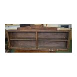 19th century pine framed wall mounted cupboard with open front, with fixed shelf and arched pedimen
