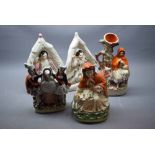 Five Staffordshire flat back figures groups to include two of Red Riding Hood, and two models of
