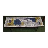 Terence Conran retro coffee table of rectangular form, with a Formica printed top by John Piper of