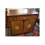 19th century mahogany cupboard with lift up top with enclosed bookcase, base fitted with two drawers