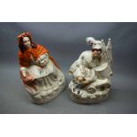 Large Staffordshire model of Red Riding Hood together with a further Scottish guardsman asleep,