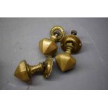 Tub containing three 19th century brass octagonal door knobs (3)