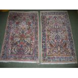 Good pair of Hamadan Tree of Life rugs, central motif with birds and flowers, birds on the main