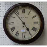 Victorian mahogany framed wall clock dial inscribed S G H M L to single fusee movement