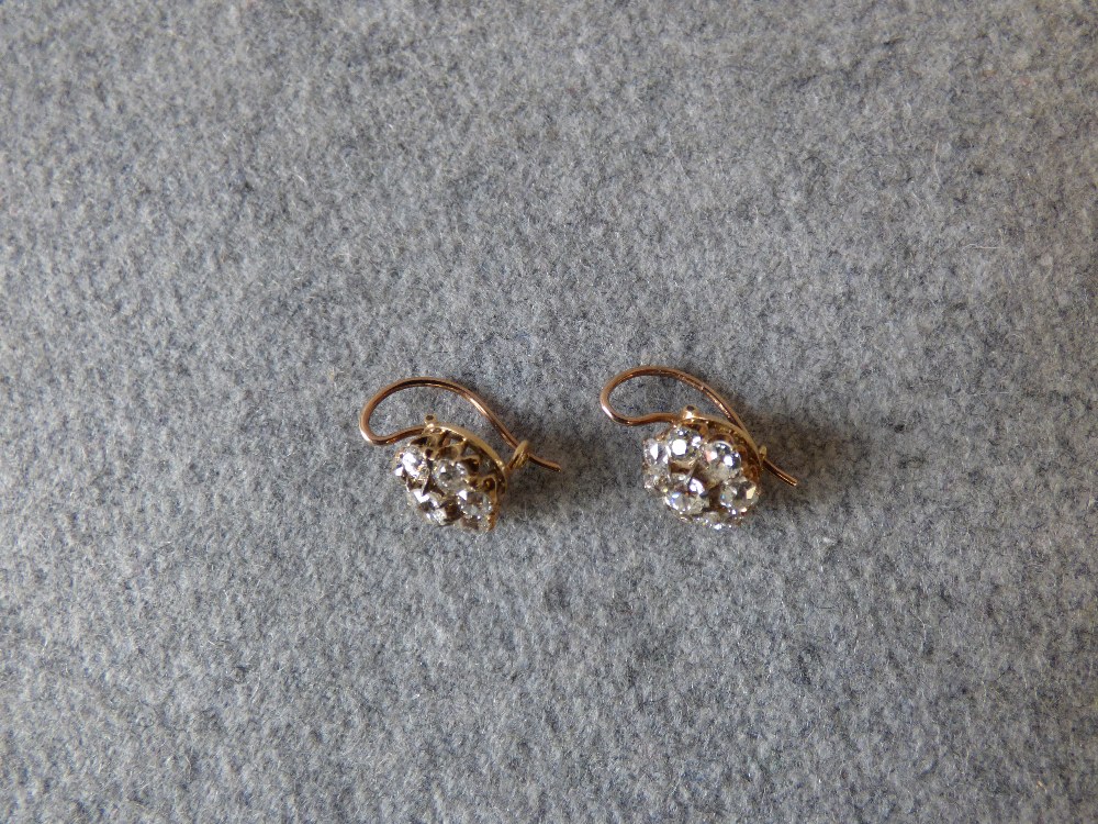 Pair of diamond cluster earrings, the central old cut brilliant enclosed by eight old cuts, the - Image 2 of 4