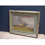 Oil painting impressionist scene with cattle in a field 30x40cm