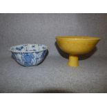 Chinese bowl & a yellow glazed comport