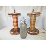 Metal trunk with wooden cross bands & large Tartan Yorkshire wool spindle Lamps and Soda Stream