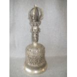 Chinese white metal bell 37cmH