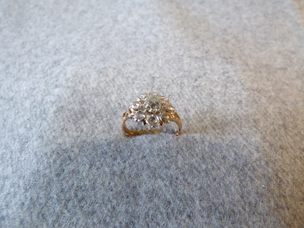 Diamond cluster ring, in the Victorian style, the central old cut brilliant of approx. 0.4cts, - Image 6 of 6