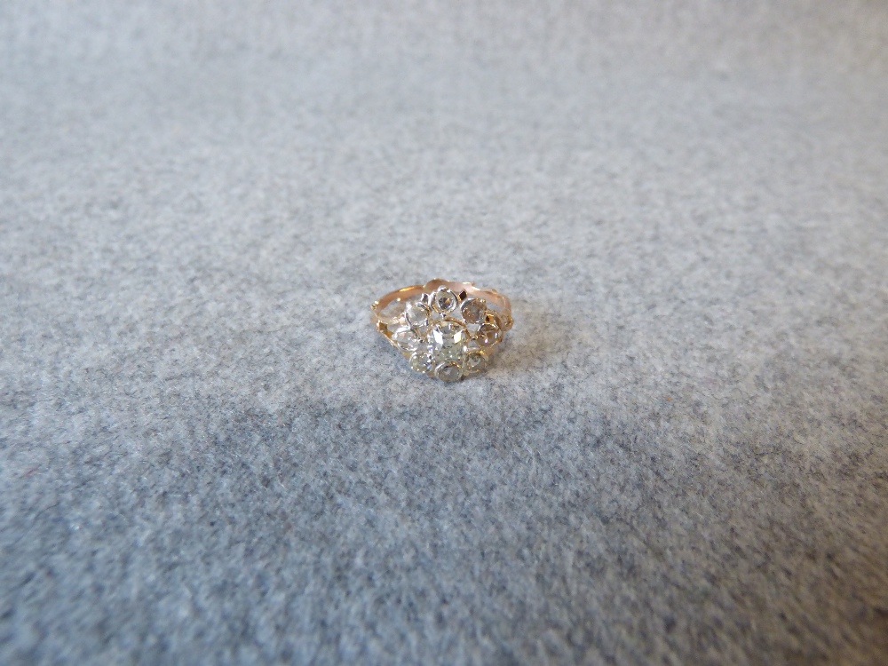 Diamond cluster ring, in the Victorian style, the central old cut brilliant of approx. 0.4cts, - Image 2 of 6