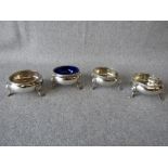 2 pairs of hallmarked silver salts 7ozt