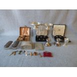 Collection of silver items including an Edwardian card case, Birmingham 1903, a pair of two