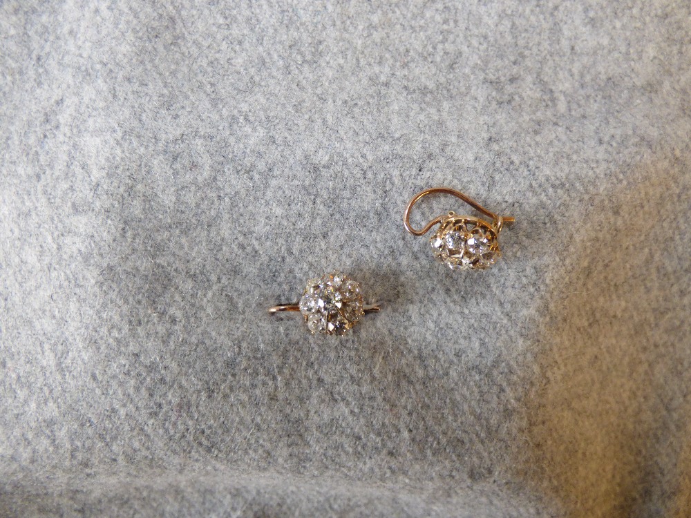 Pair of diamond cluster earrings, the central old cut brilliant enclosed by eight old cuts, the - Image 3 of 4