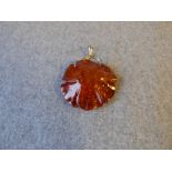 Silver & amber style pendant