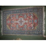 Small Hamadam part silk rug decorated with slylized birds