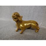 Chinese bronze gilded lion 7H x 10Wcm