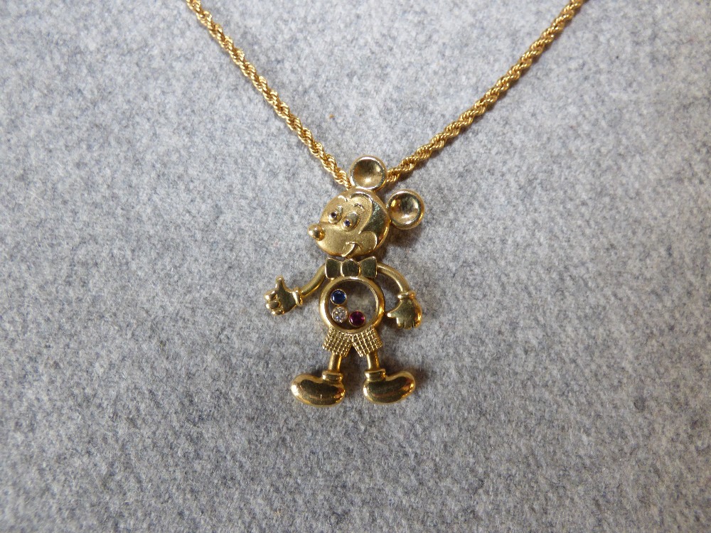 Chopard Mickey Mouse pendant with a diamond, ruby & sapphire, stamped 'Chopard', 'Geneve' & '750' - Image 2 of 3