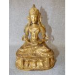 Gilt & bronze Buddha 17cmH x 13cm