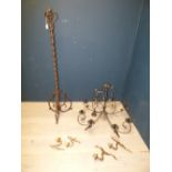 4 French wall lights, French wrought iron standard lamp