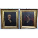 C19th English School pair portraits of Lady & Gentleman , head & shoulder, oil on canvas, 73cm x