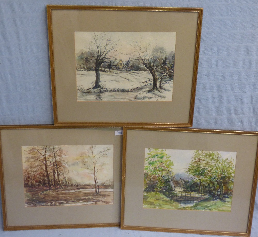 J Hewitt C20th pair of rural landscapes, watercolours signed
