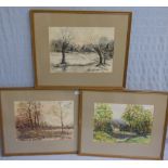 J Hewitt C20th pair of rural landscapes, watercolours signed