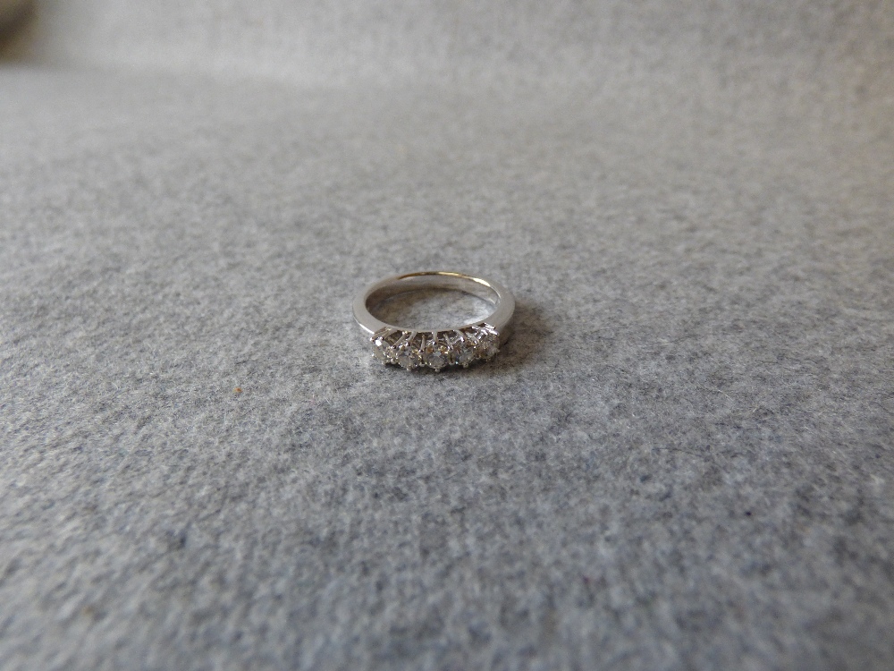 Five stone diamond half hoop ring with white mount stamped '750', uniform brilliant cuts totalling - Image 2 of 4
