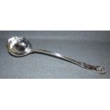 Victorian Hallmarked silver Queens pattern soup ladle with crest byJ Whipple of London 1857 11ozt