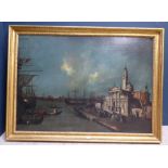 C19th oil on canvas Venitian School of a harbour scene 93 x 130