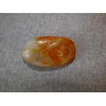 Chinese jade pebble carved with a sea serpent / dragon 6cm L