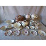 Group of C19th & later Chinese famille rose teawares comprising teapots, bowls, saucers & other