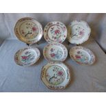 Near matched set of 3 Chinese famille rose octagonal plates & 4 further famille rose plates