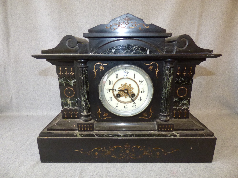 French slate & marbe mantel clock 26x41