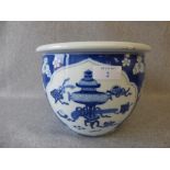 Chinese, possibly late Qing dynasty blue and white bowl, 17cmH